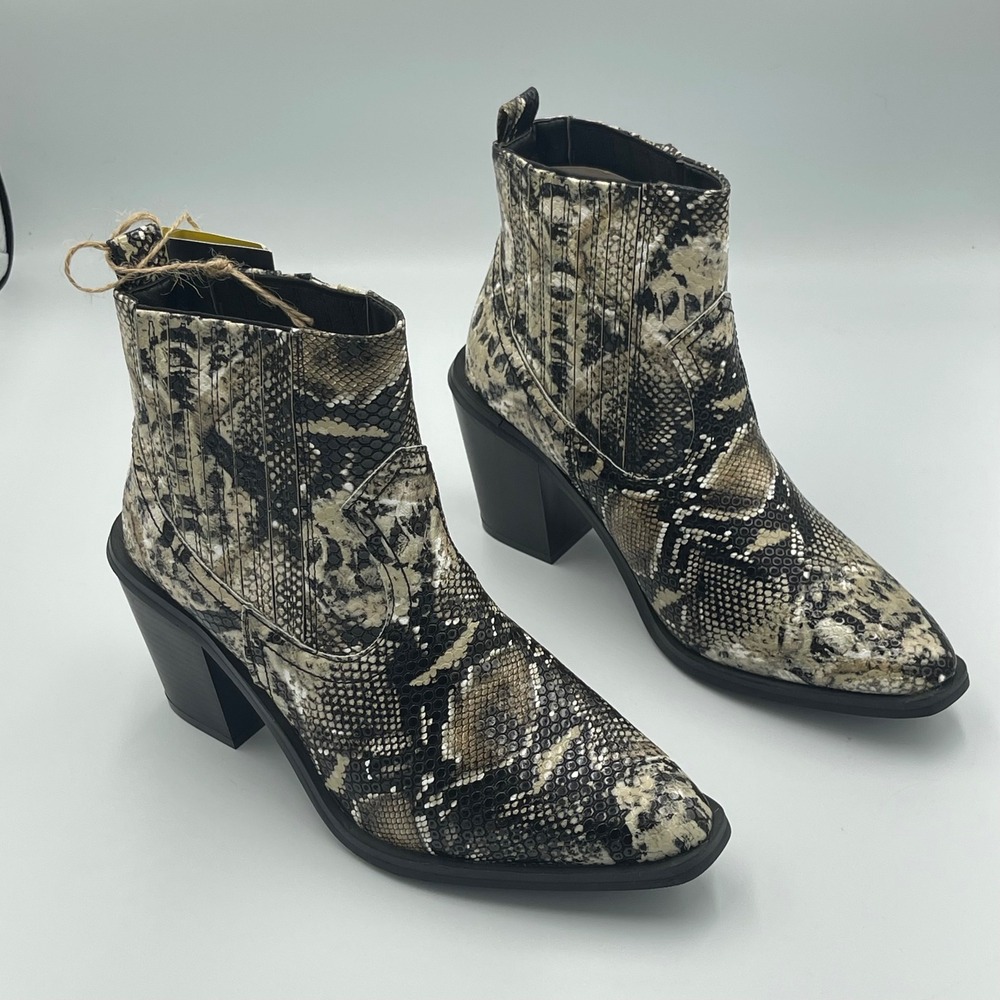 NWT Seven7 Eve Boot Snakeskin Print Ankle Boots Block Heel Size 6.5 festival - Picture 11 of 13